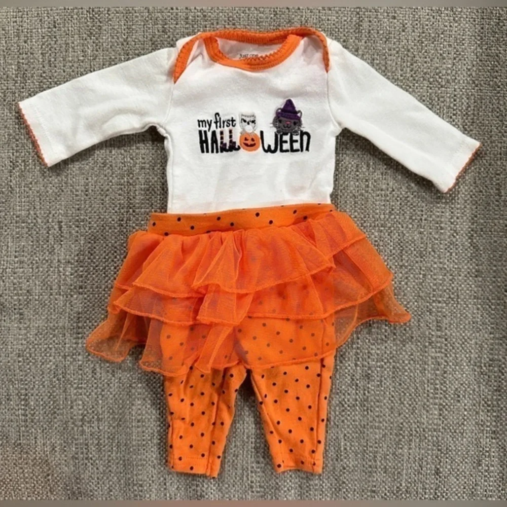 Carter’s My First Halloween 3-Piece Outfit – Newborn Onesie Leggings & Skirt Set